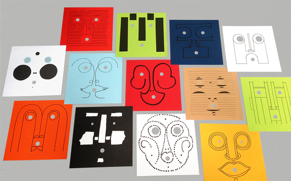 Les masques Guardiamoci negli occhi de Bruno Munari